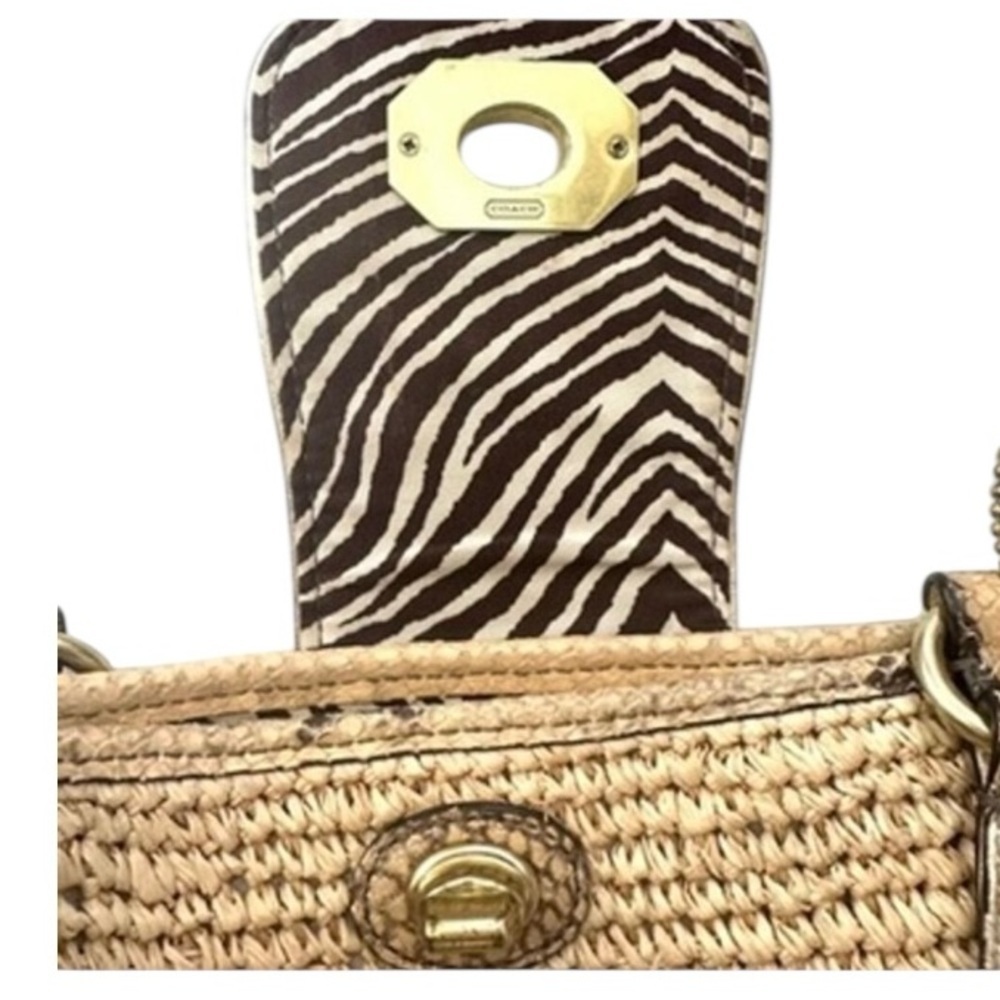 COACH Natalie Weekender Straw Leather Python Turn Lock Tote Bag 16839 $398 - Picture 4 of 11
